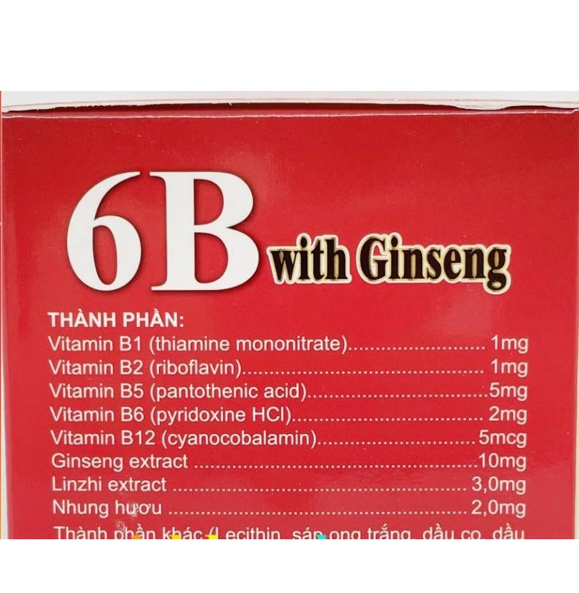 Vitamin tổng hợp 6B With Ginseng bồi bổ cơ thể, tăng sức đề kháng cho trẻ em người lớn Hộp 100 viên