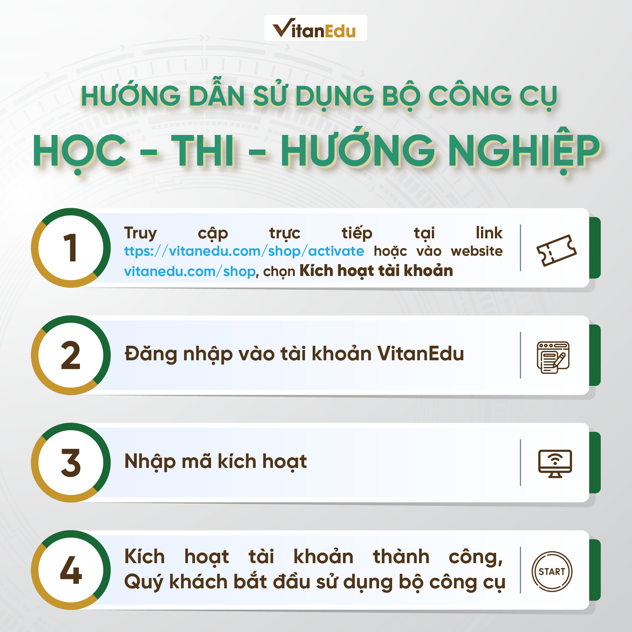 Bộ công cụ Học - Thi - Hướng nghiệp lớp 1, VitanEdu