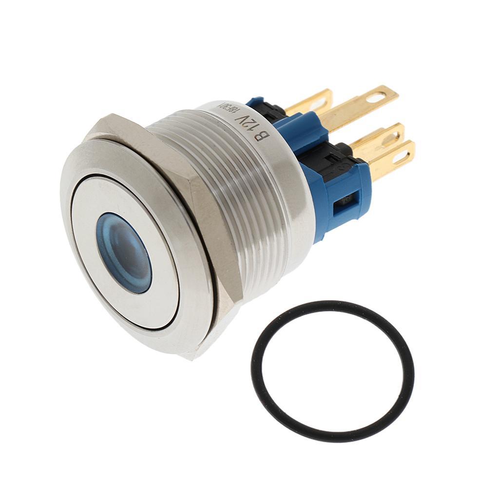 Push Button Switch 1NO 1NC SPDT ON/OFF with LED for 22mm Mounting Hole 12V