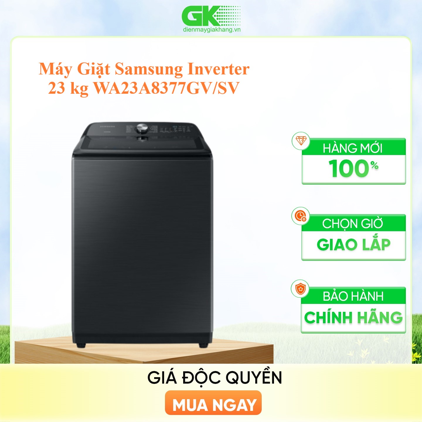 Máy Giặt Samsung Inverter 23 kg WA23A8377GV/SV - Hàng chính hãng (chỉ giao HCM)