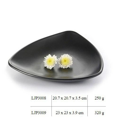 Đĩa ngọc Melamine Tam giác chống cháy - chống bay màu | ĐĨA TAM GIÁC 3008 ĐEN NHÁM CAO CẤP