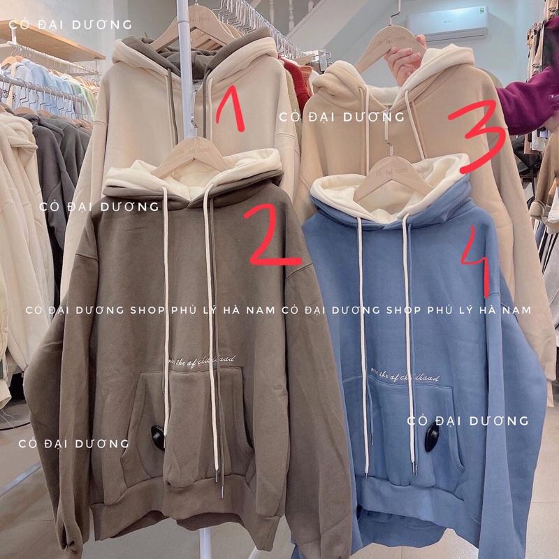 Áo nỉ hoodie chữ bụng 2 mũ