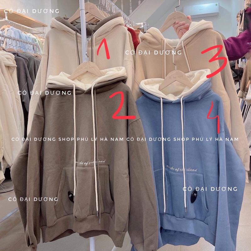 áo nỉ hoodie chữ bụng 2 mũ