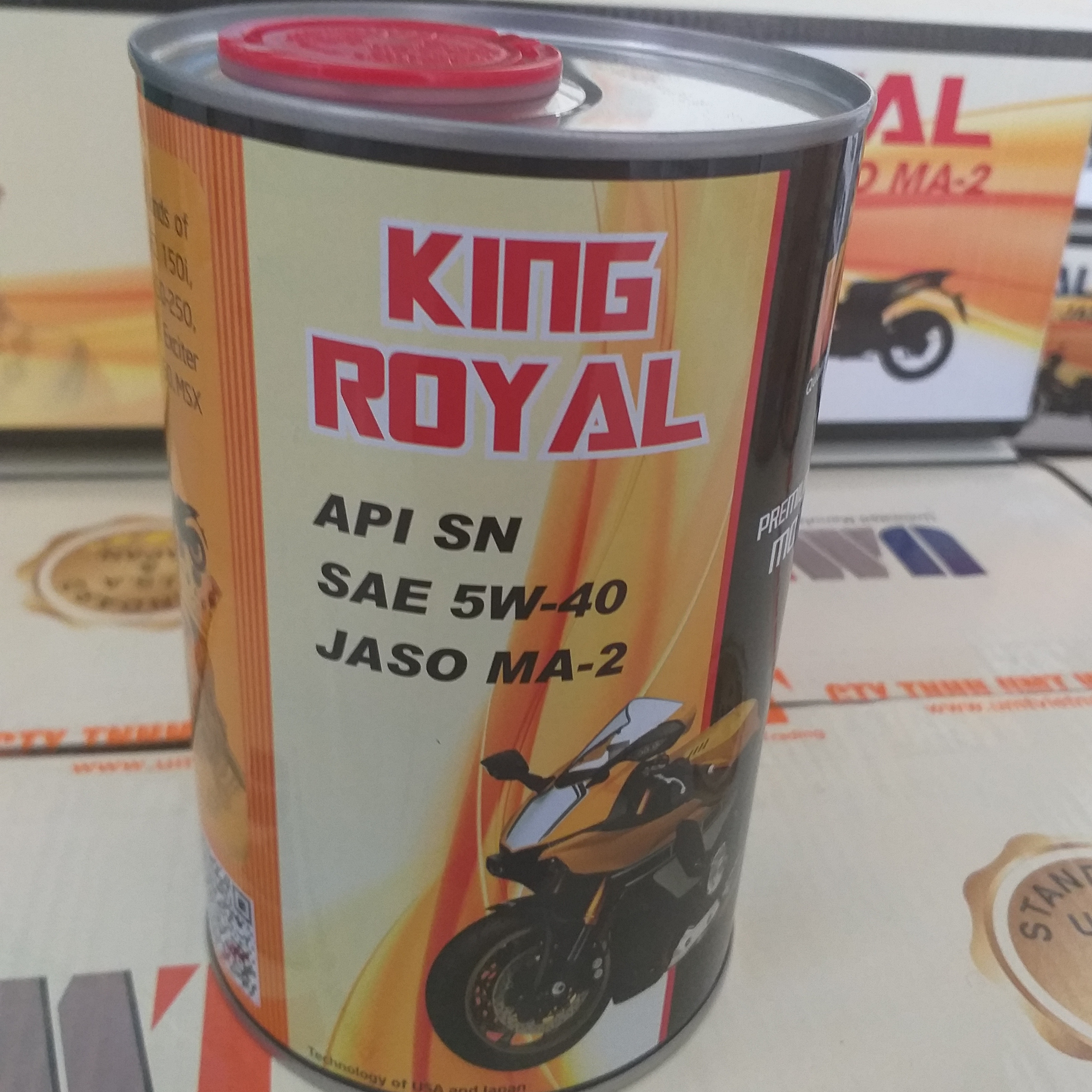 Dầu nhớt xe máy tổng hợp KING ROYAL cấp chất lượng API SN, SAE 5W-40, JASO MA-2