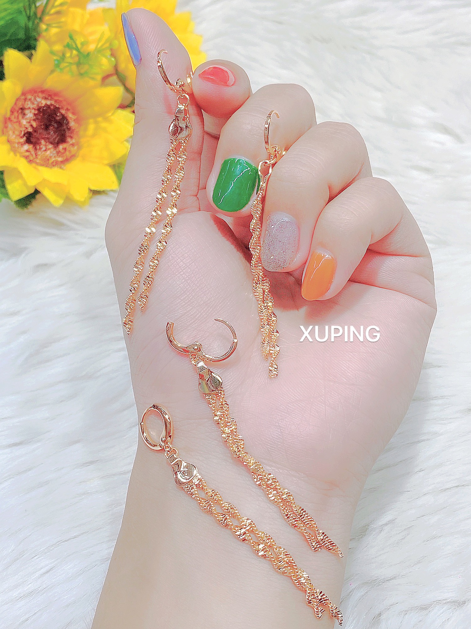 Bông tai xoắn tòn ten mạ màu 18 cao cấp P1142
