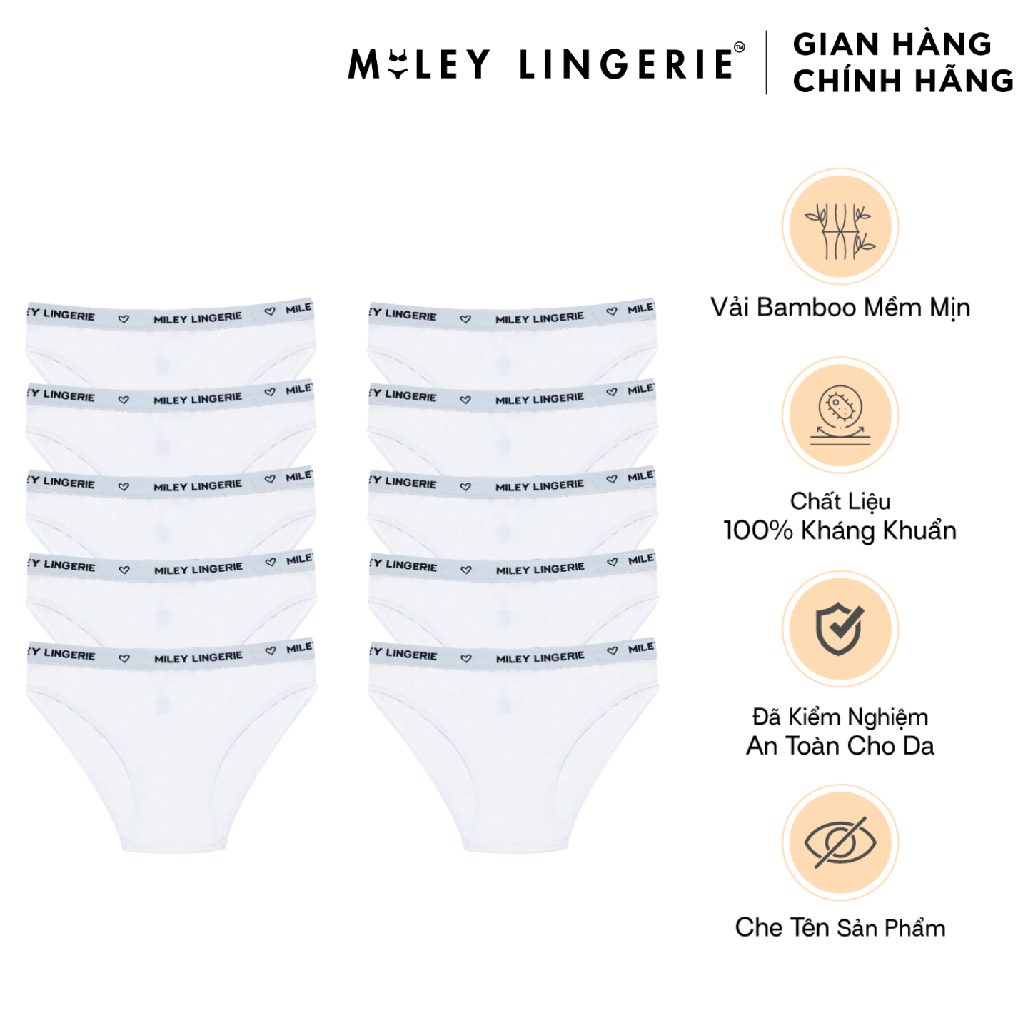 Combo 10 Quần Lót Nữ Vải Sợi Tre Bamboo Miley Lingerie - FBS-01