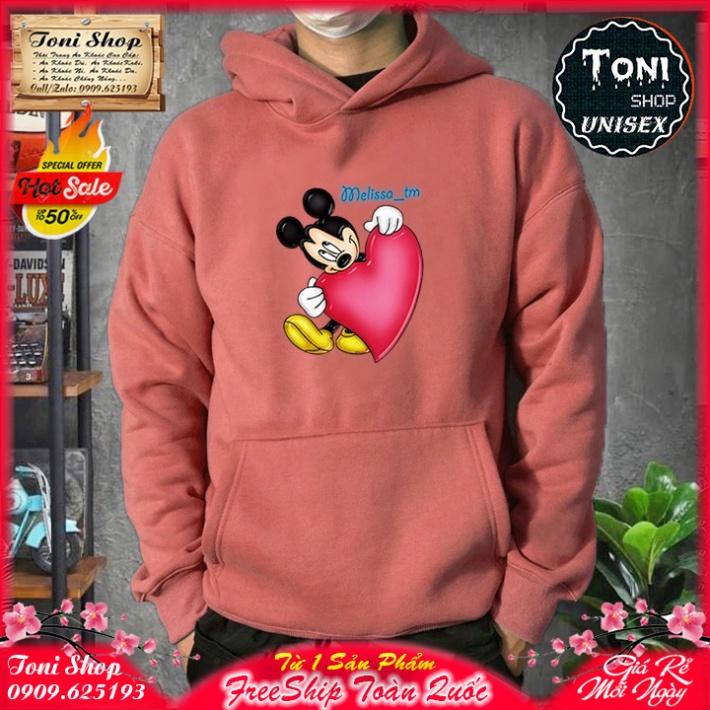 ÁO HOODIE MICKEY BIG HEART Nỉ Ngoại Cao Cấp - In Pet Siêu Bền Siêu Đẹp