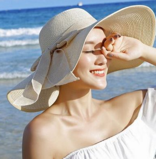 Mũ cói rộng vành thắt nơ phong cách Hàn, nón cói nữ đi biển cao cấp mới