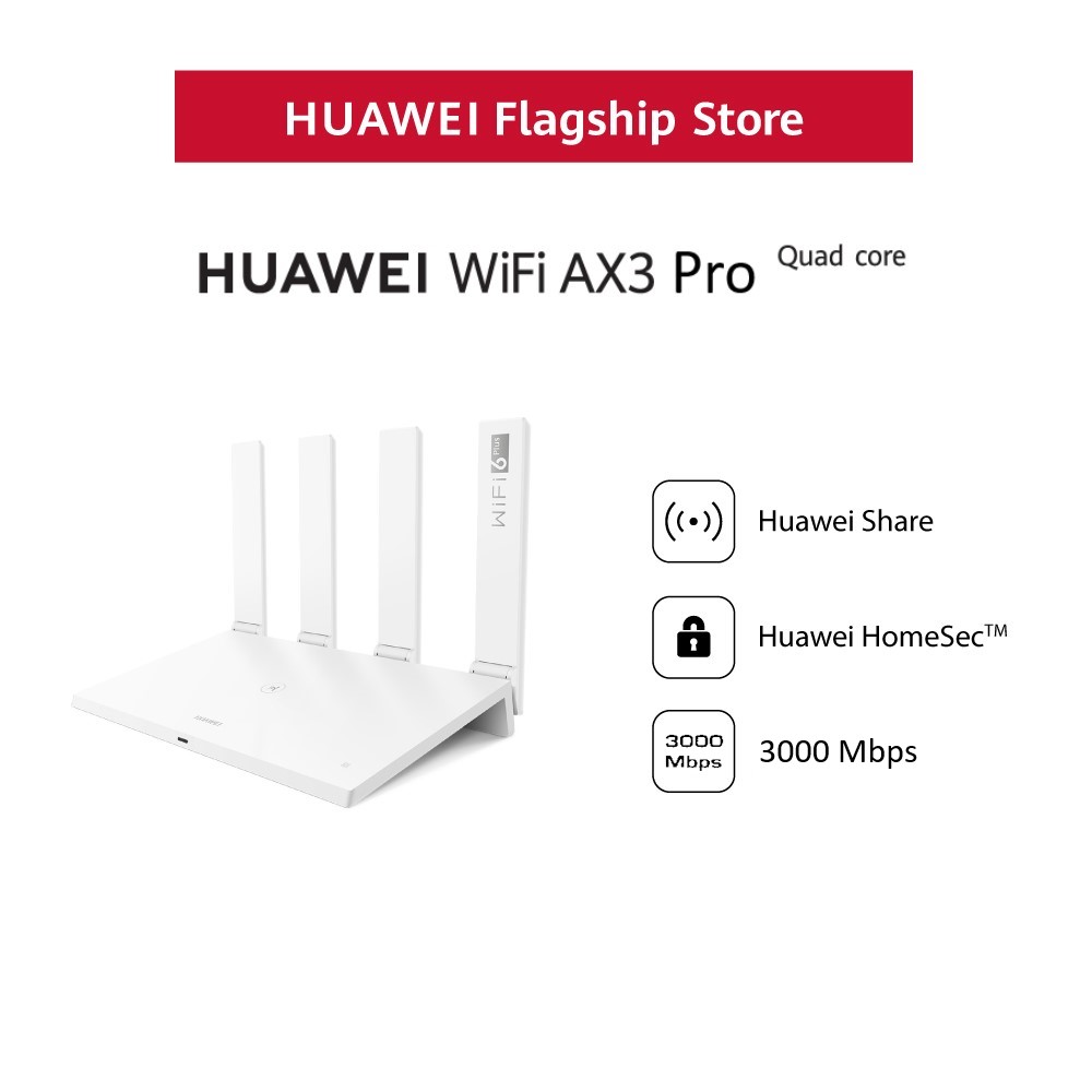 Bộ định tuyến HUAWEI WiFi AX3 Pro (CPU 4 nhân) | 3000 Mbps | Huawei Share | Huawei HomeSecTM | Hàng Phân Phối Chính Hãng