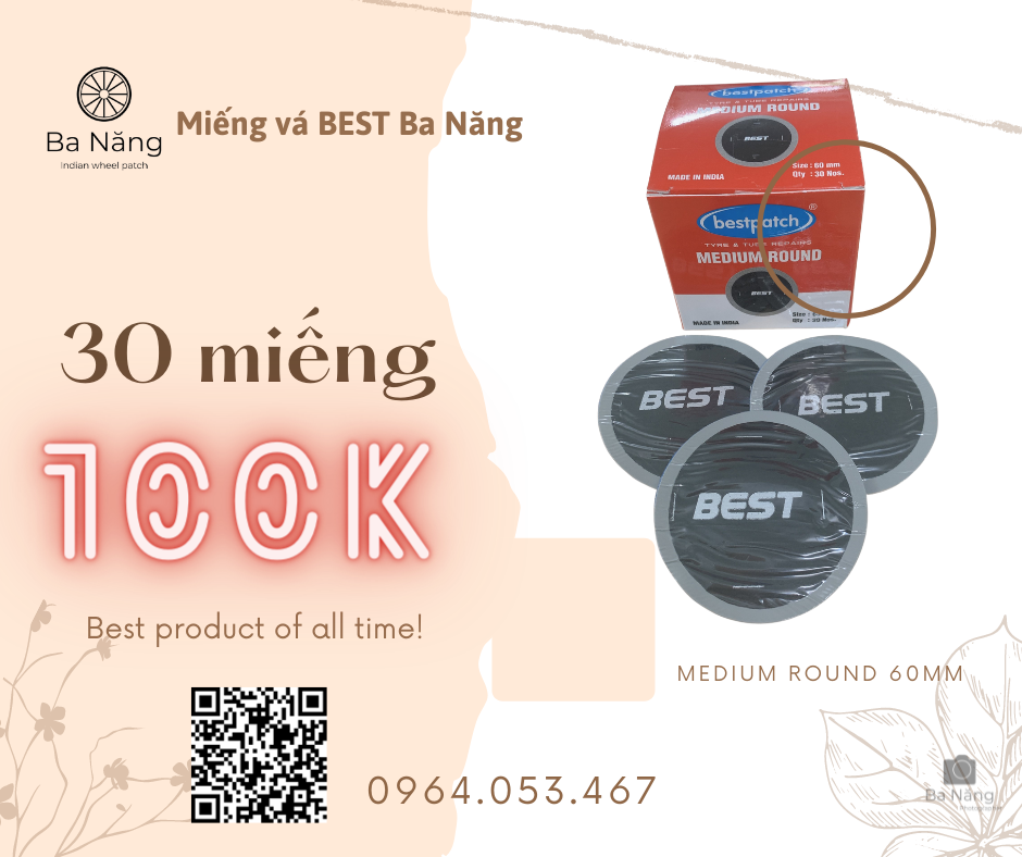 Miếng vá săm, lốp máy, ôtô hình tròn - Kích thước 60mm