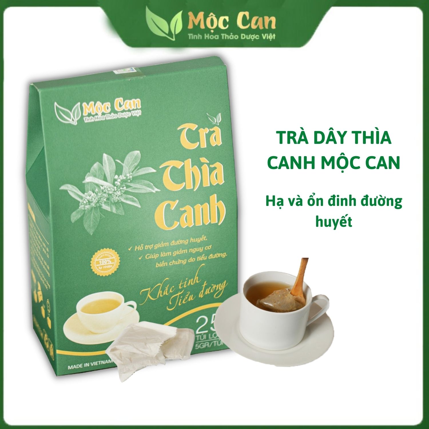 Combo 6 hộp Trà dây thìa canh tiểu đường Mộc Can giúp hạ đường huyết ngăn ngừa những biến chứng của bênh tiểu đường hộp 25 túi lọc