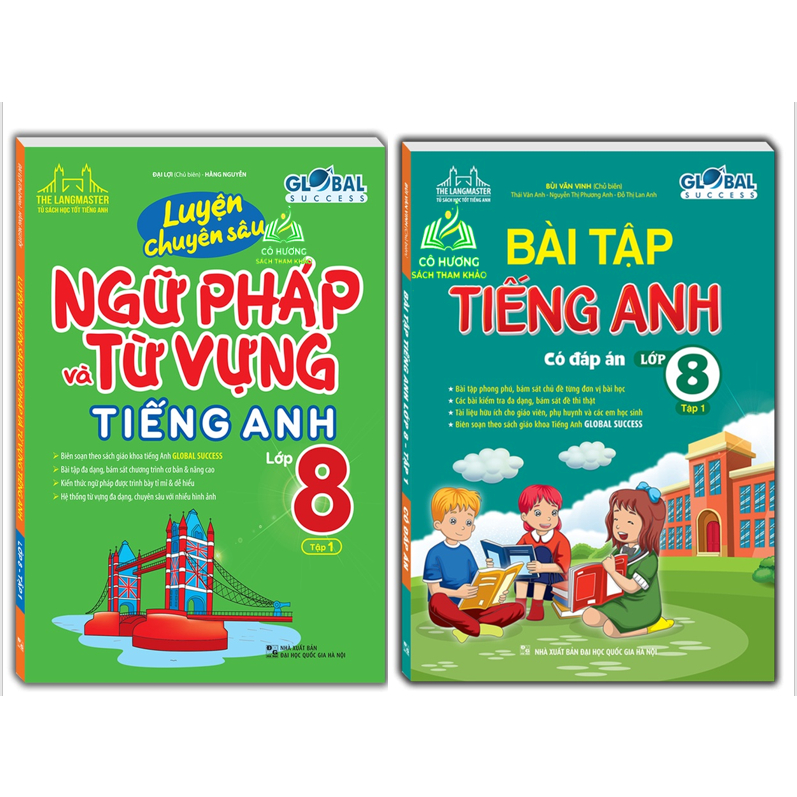 Sách - Combo Luyện chuyên sâu ngữ pháp và từ vựng tiếng anh & Bài tập tiếng anh lớp 8 tập 1