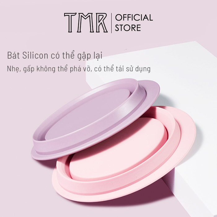 Dụng cụ vệ sinh cọ trang điểm TMR chậu silicon chuyên dụng gấp gọn tiện lợi