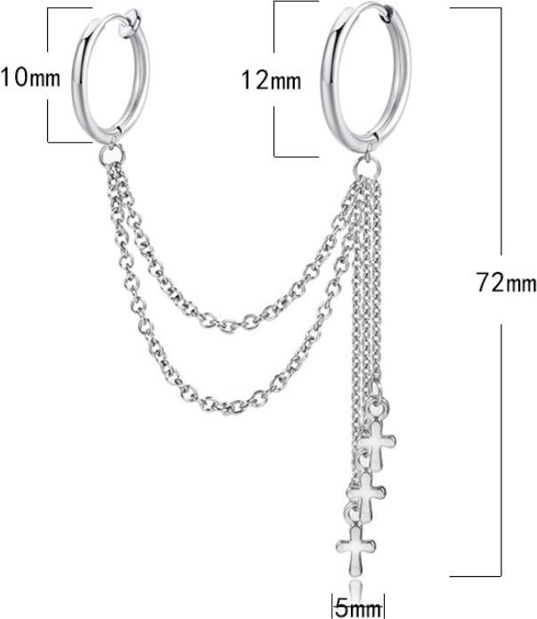 Bông Tai Nam Nữ Tua Rua Đã Bấm Hay Chưa Bấm Tai Đều Đeo Được Chất Liệu Thép Titan Ko Đen TT 2316 - 1 Chiếc