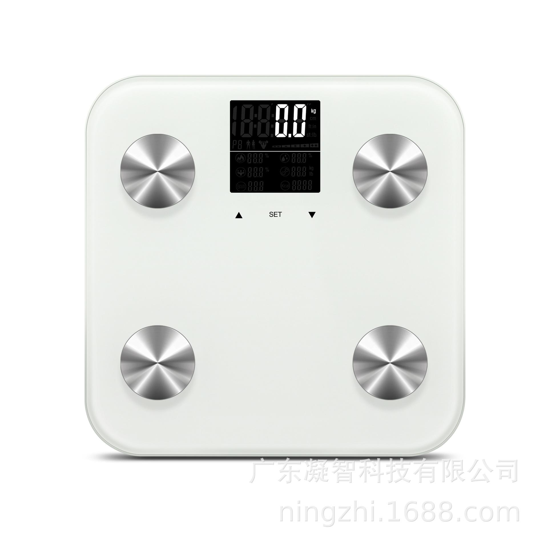 Phong cách mới nhất của Amazon home Bluetooth body fat scale fat smart APP màn hình màu trọng lượng cân điện tử kích thước lớn
