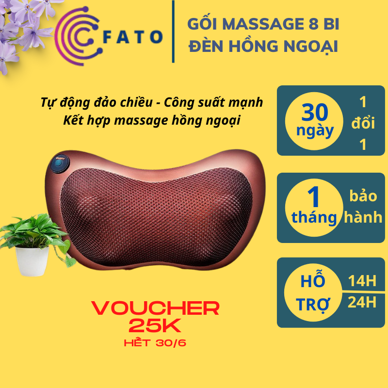 Máy Massage Cổ Vai Gáy Đa Năng FATO - Gối mát xa hỗ trợ giảm đau và tạo cảm giác thoải mái - Món Quà Sức Khỏe Cho Cả Gia Đình