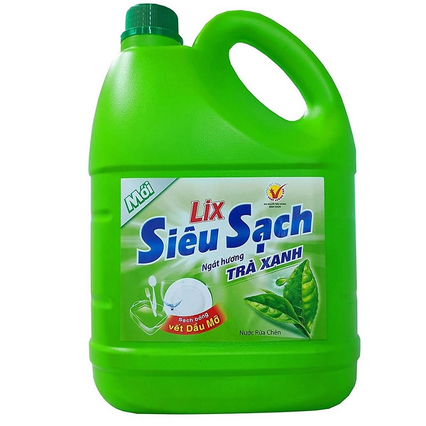 Nước rửa chén Lix siêu sạch hương trà xanh 3.6Kg N8105 thơm dịu sạch bóng vết dầu mỡ