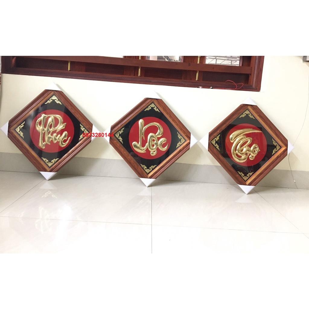 Combo bộ tranh chữ Phúc -Lộc - Thọ bằng đồng nguyên chất 52cm khung giả gỗ