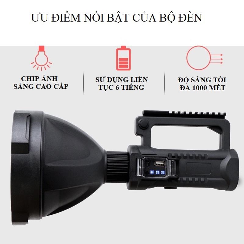 Đèn Pin Cầm Tay Quân Đội Siêu Sáng Chiếu Xa 1000m Chống Thấm Nước Có Chân Đế W590 W591