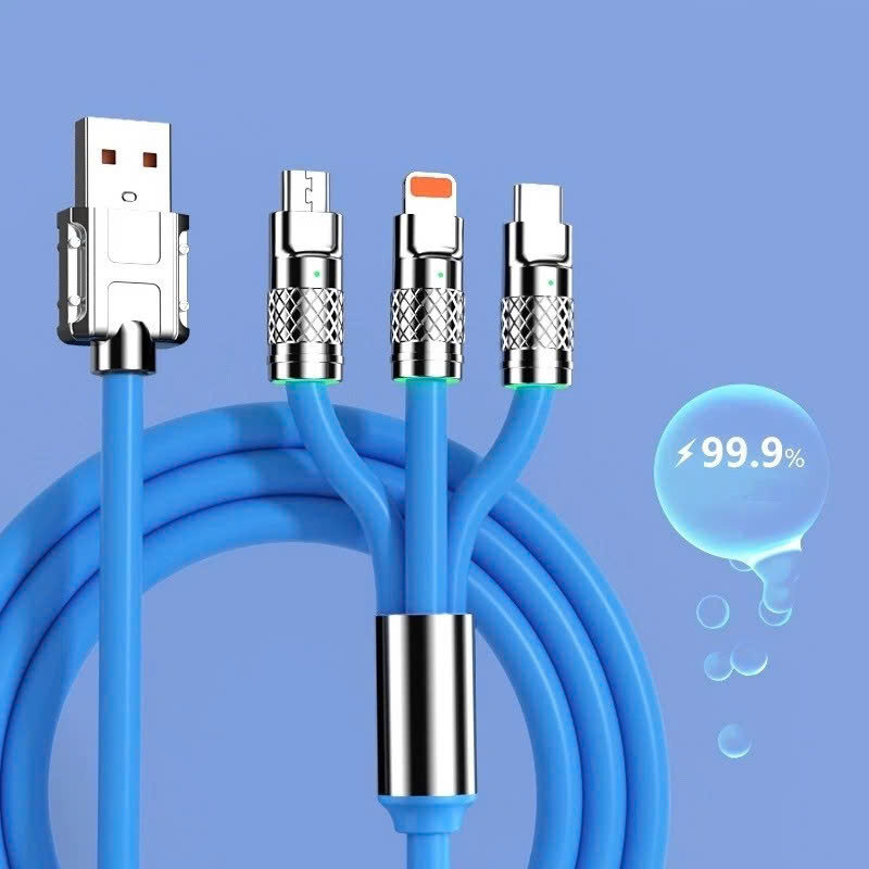 Dây Sạc 3 Đầu, Dây Sạc Nhanh 120W Với 3 Đầu Sạc Phù Hợp Với Nhiều Dòng Điện Thoại Dài Khoảng 1.2 Mét - Hàng Nhập Khẩu