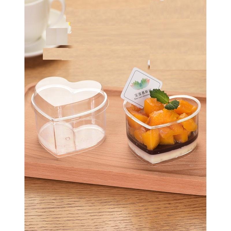 50 Ly Tim Có Nắp Đựng Bánh Lạnh Tiramisu - Mousse- Panna Cotta 7745