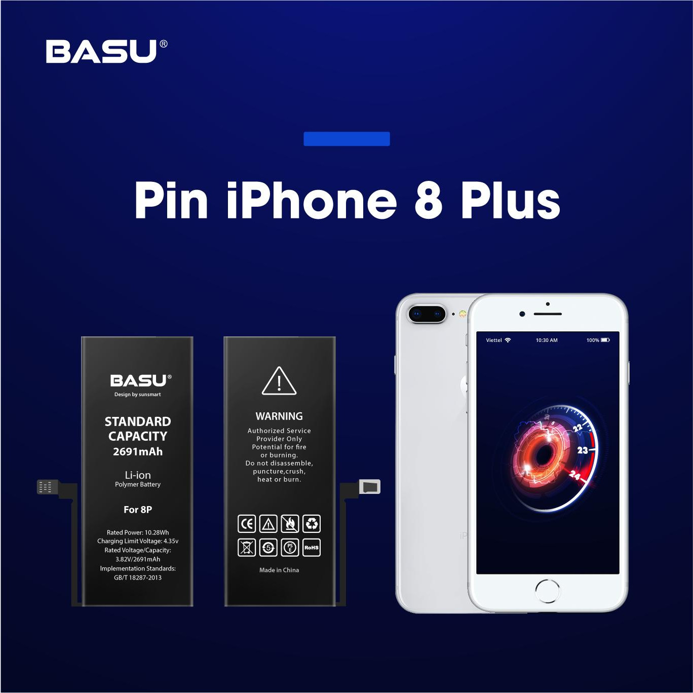 Pin iphone 8 plus tặng kèm dây sạc - Chính hãng