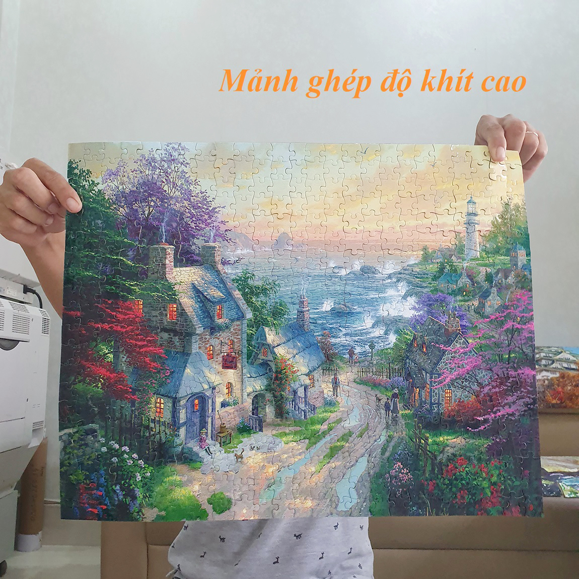 Bộ tranh xếp hình cao cấp 1000 mảnh – Hoàng Hôn Bên Hồ (50x80cm)