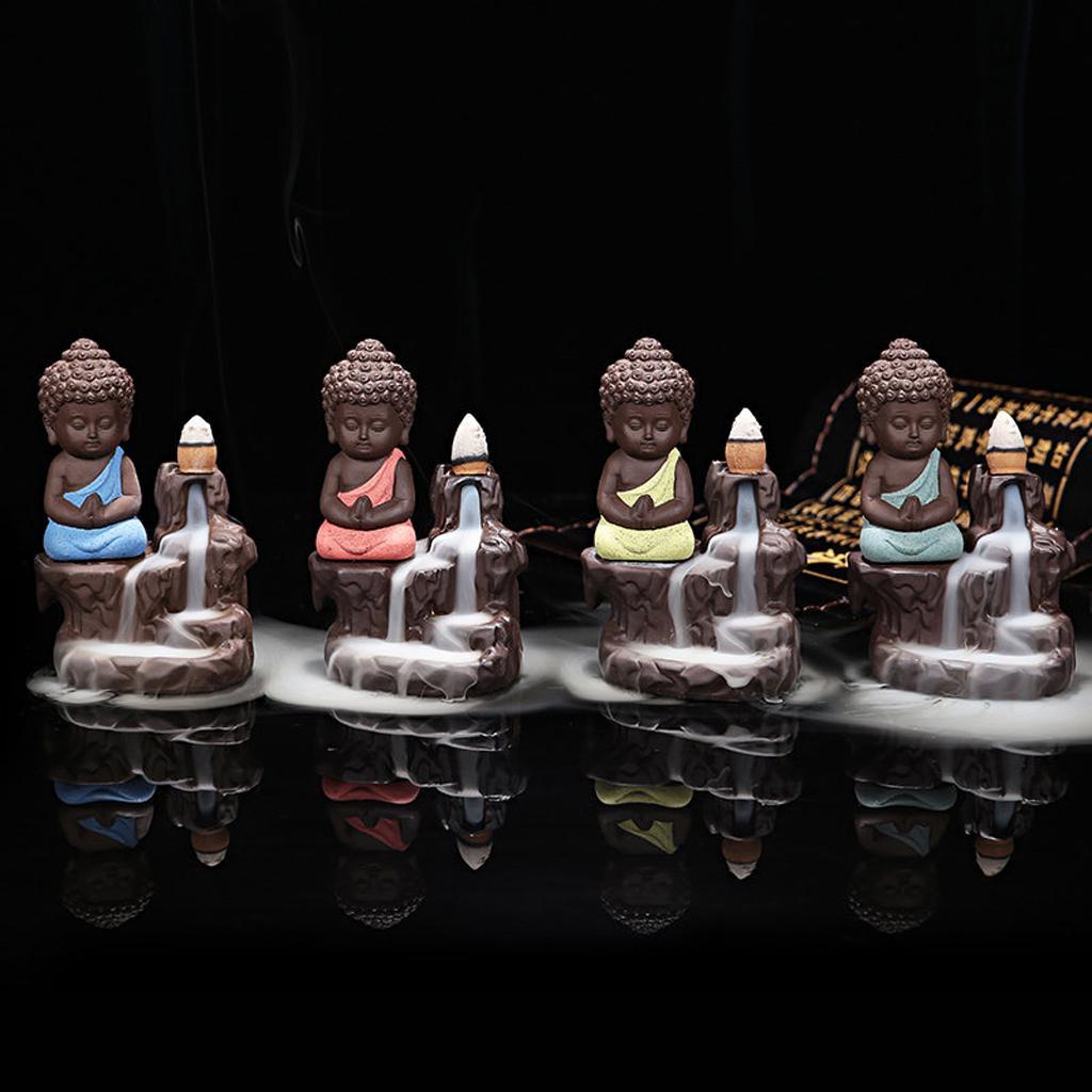 Little Monk Incense Burner Smoke Backflow Censer +70pcs Mix Incense Cone