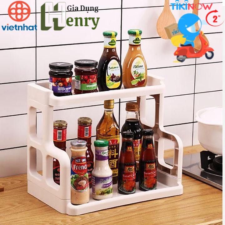 Kệ gia vị 2 tầng bằng nhựa cao cấp VIỆT NHẬT - giúp căn bếp luôn gọn gàng sạch sẽ