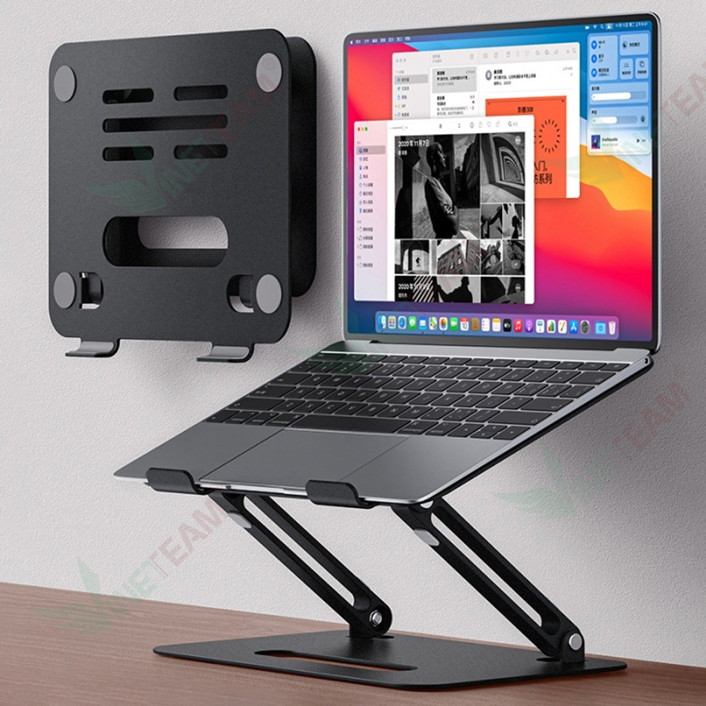 Giá Đỡ Máy Tính Laptop iPad Macbook Hợp Kim Nhôm Cao Cấp VINETTEAM P43 Chỉnh Độ Cao Hỗ Trợ Tản Nhiệt Chống Mỏi Cổ Vai Gáy - Hàng Chính Hãng