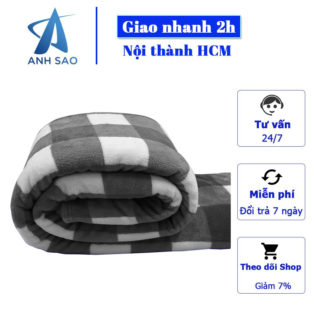 Mền Lông Cừu Caro Cao Cấp A Kích Thước 1M8 X 2M - Xám