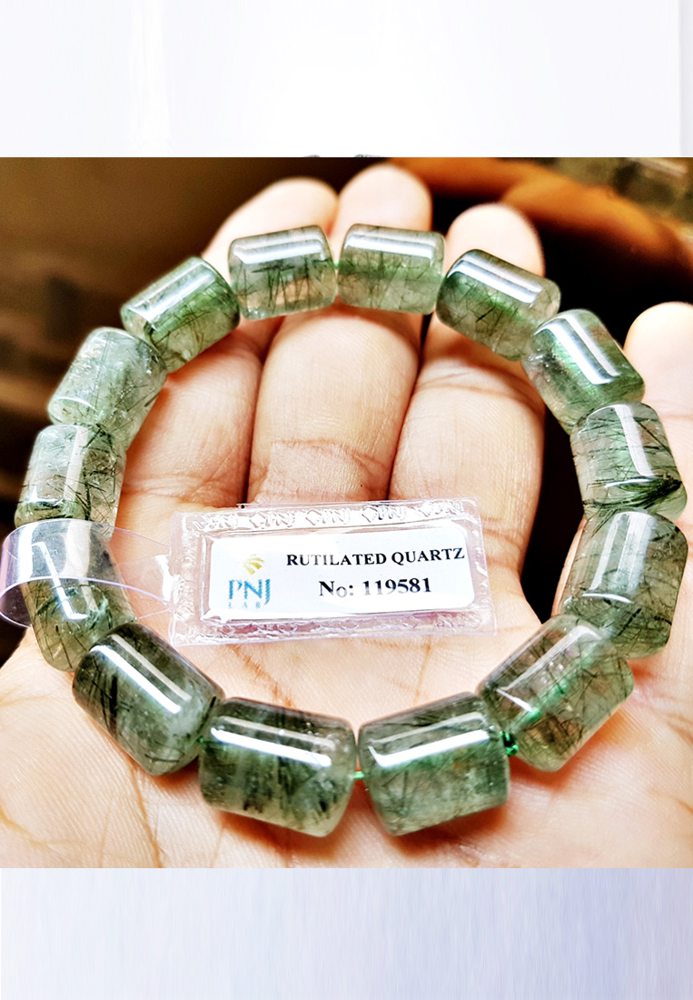 Vòng Tay Lu Thống Đá Thạch Anh Tóc Xanh Tự Nhiên Gembank