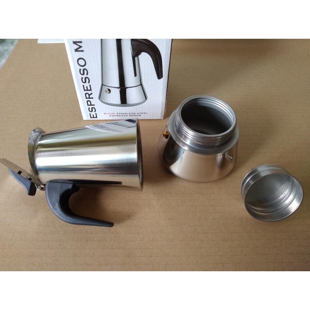 BÌNH PHA CAFE BẾP TỪ MOKA INOX 300ml, ấm pha cà phê inox 300ml phong cách Ý THẨM THẤU NGƯỢC kiểu dáng thể thao hiện đại