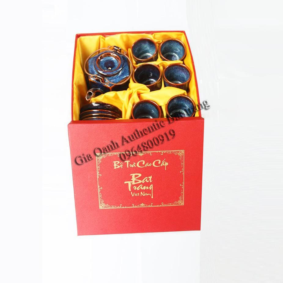 Tea set gift 05 - Bộ ấm trà lục giác men xanh hỏa biến đẳng cấp - sản phẩm quà tặng độc đáo dịp tết, năm mới và tân gia