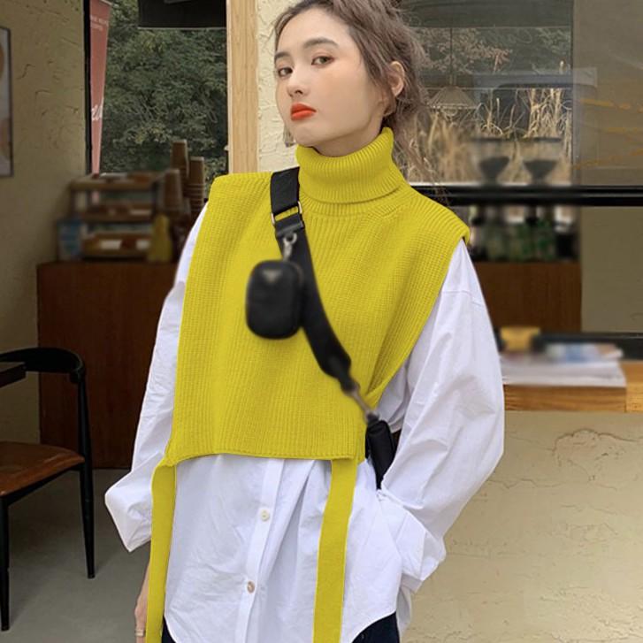 Áo Sweater Dệt Kim Không Tay Cổ Cao Thanh Lịch Cho Nữ