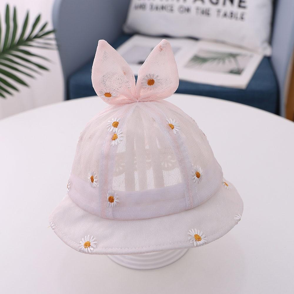 Mũ công chúa dạng lưới phối hoa cúc họa mi xinh xinh cho bé từ 0-15 tháng