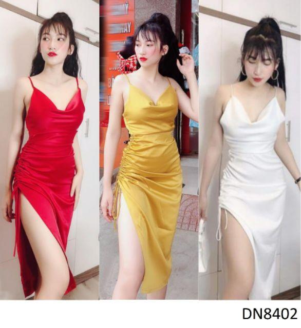 Đầm lụa rũ rút nhúng sexy