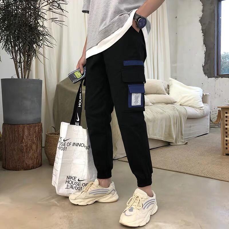 Quần Jogger kaki Túi Hộp Unisex Túi Hộp Xanh, Nam Nữ Ulzzang Dưới 75kg