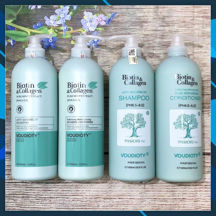 BỘ DẦU GỘI XẢ VOUDIOTY ANTI-DANDRUFF BIOTIN & COLLAGEN XANH BIỂN MỀM MƯỢT NGĂN GÃY RỤNG CHO TÓC & DA ĐẦU GÀU NGỨA 1000ML*2