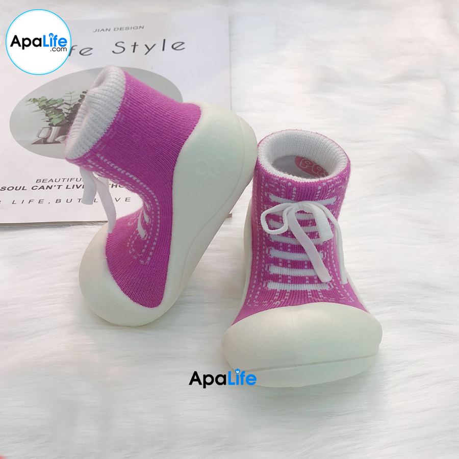 Attipas Sneaker - Tím/ AT043 - Giày tập đi cho bé trai /bé gái từ 3 - 24 tháng nhập Hàn Quốc: đế mềm, êm chân &amp; chống trượt