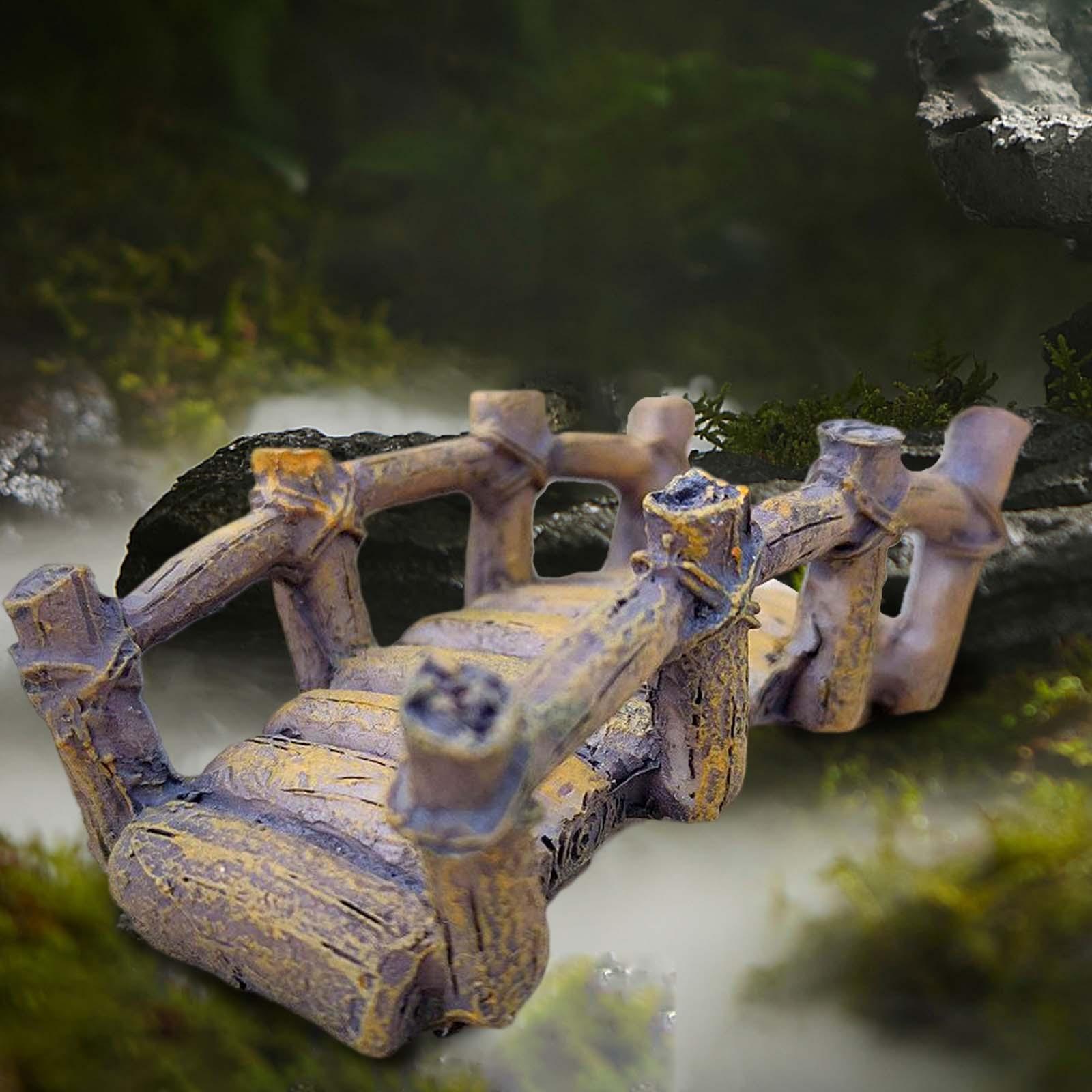 Small Bridge Fish Tank Ornament Miniature Garden Decoration Mini Artificial Bridge Miniature Bridge with Side Rails for Desktop Decoration