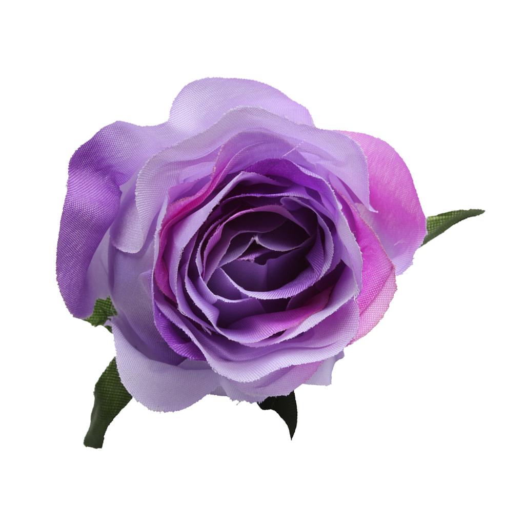 10pcs Artificial Silk Rose Flower Head DIY Bouquet Wedding Decor Purple