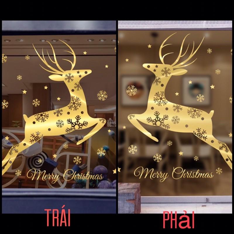 Decal trang trí Noel - Tuần Lộc Ánh Vàng cao cấp