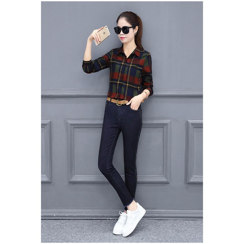 Áo sơ mi nữ kẻ sọc phối màu trẻ trung, năng động sm184