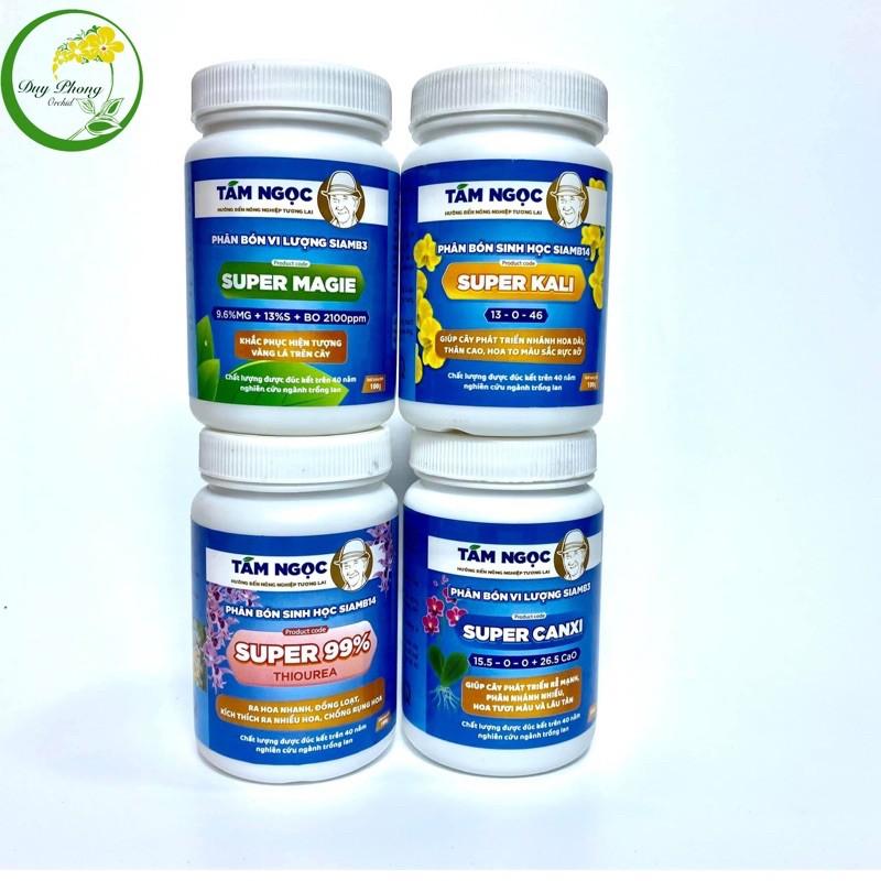 Bộ Tứ Super Thầy Tám Ngọc Super Kali, Super Canxi, Super Magie, Super 99 - Mập Rễ, Phát triển đỉnh ngọn - 100g/4hũ