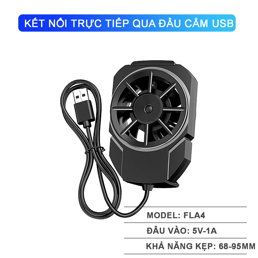 Quạt tản nhiệt điện thoại Memo FLA4 - Quạt gaming làm mát nhanh quạt 3 cánh chống ồn khi chơi game mobile - Hàng nhập khẩu