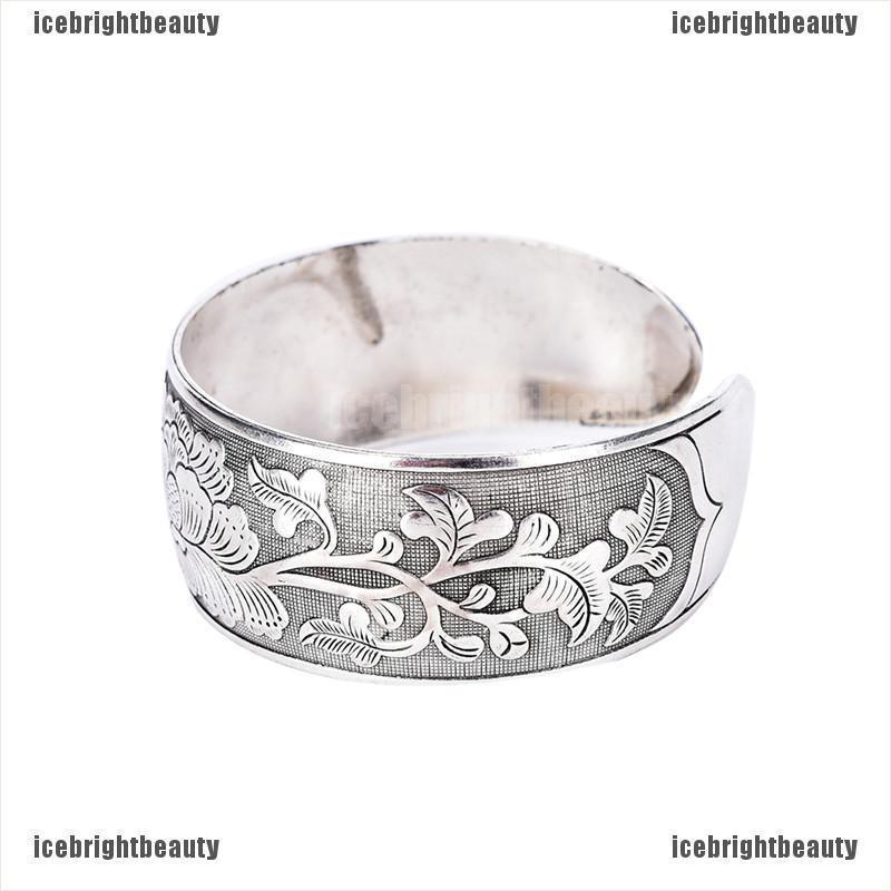 ICEB Beautiful New Tibetan Tibet Silver Totem Bangle Cuff Peony Bracelet Jewelry