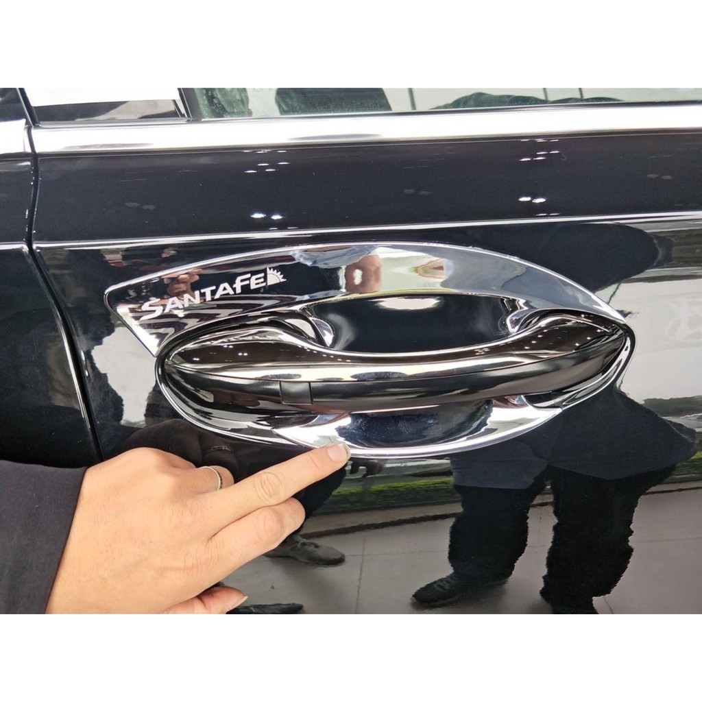 Ốp tay nắm, hõm cửa xe Hyundai SANTAFE 2019-2022 mạ Crom sang trọng