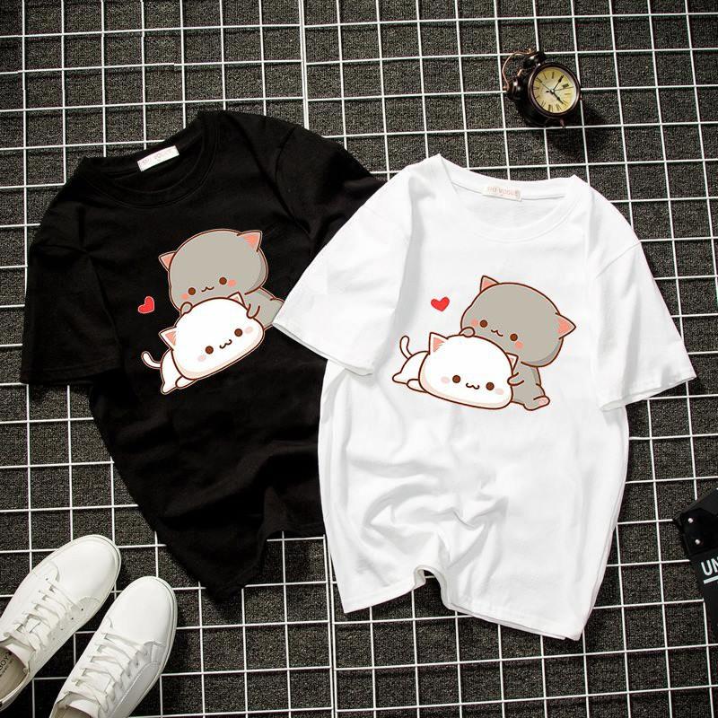 Áo thun unisex in hình 2 chú mèo dễ thương