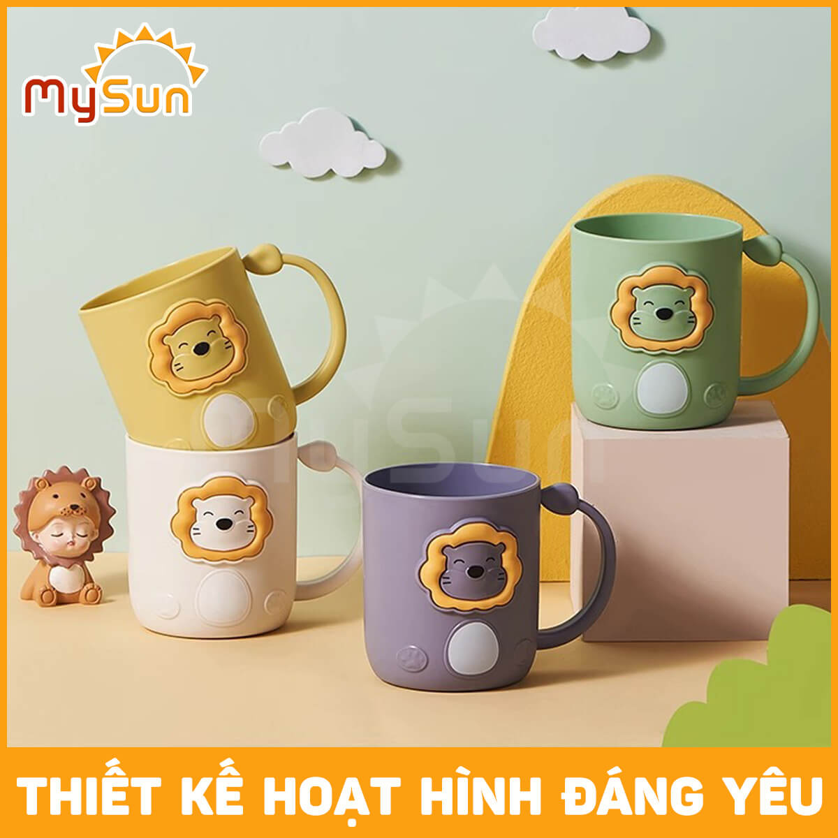 Ly cốc nhựa đánh răng cho bé gái trai cute cốc uống nước cho bé MySun